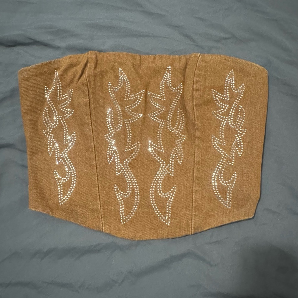 Brown Corset with Rhinestone Design